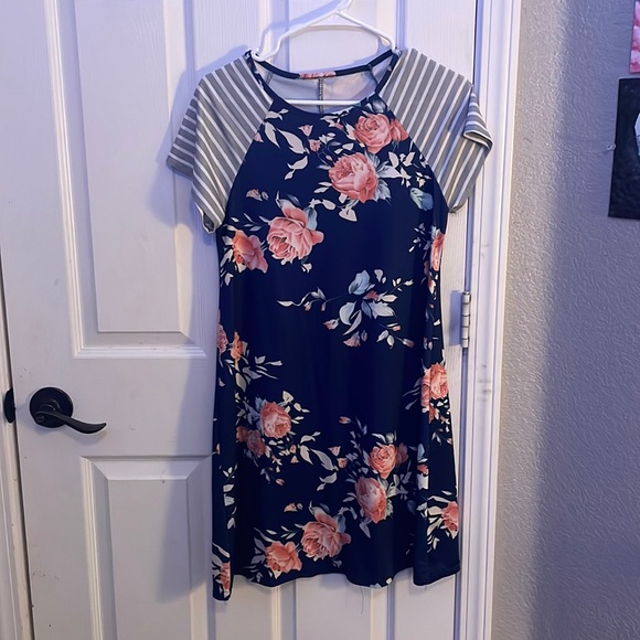 Striped and Floral Dress - Picture 1 of 2